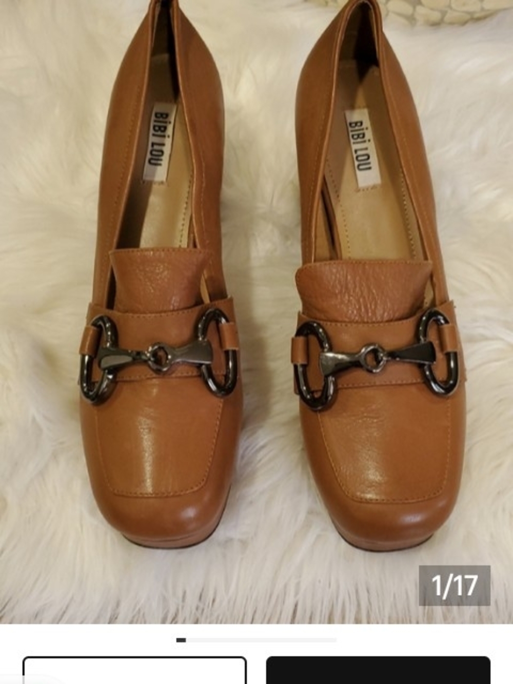 BiBi Lou Women's Tan Leather Horsebit Platform Loafers